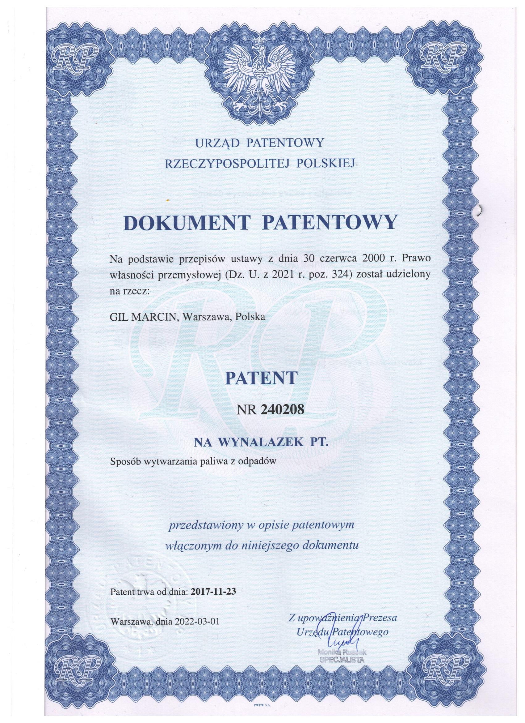 Dokument patentowy związany z technologią Ulrich